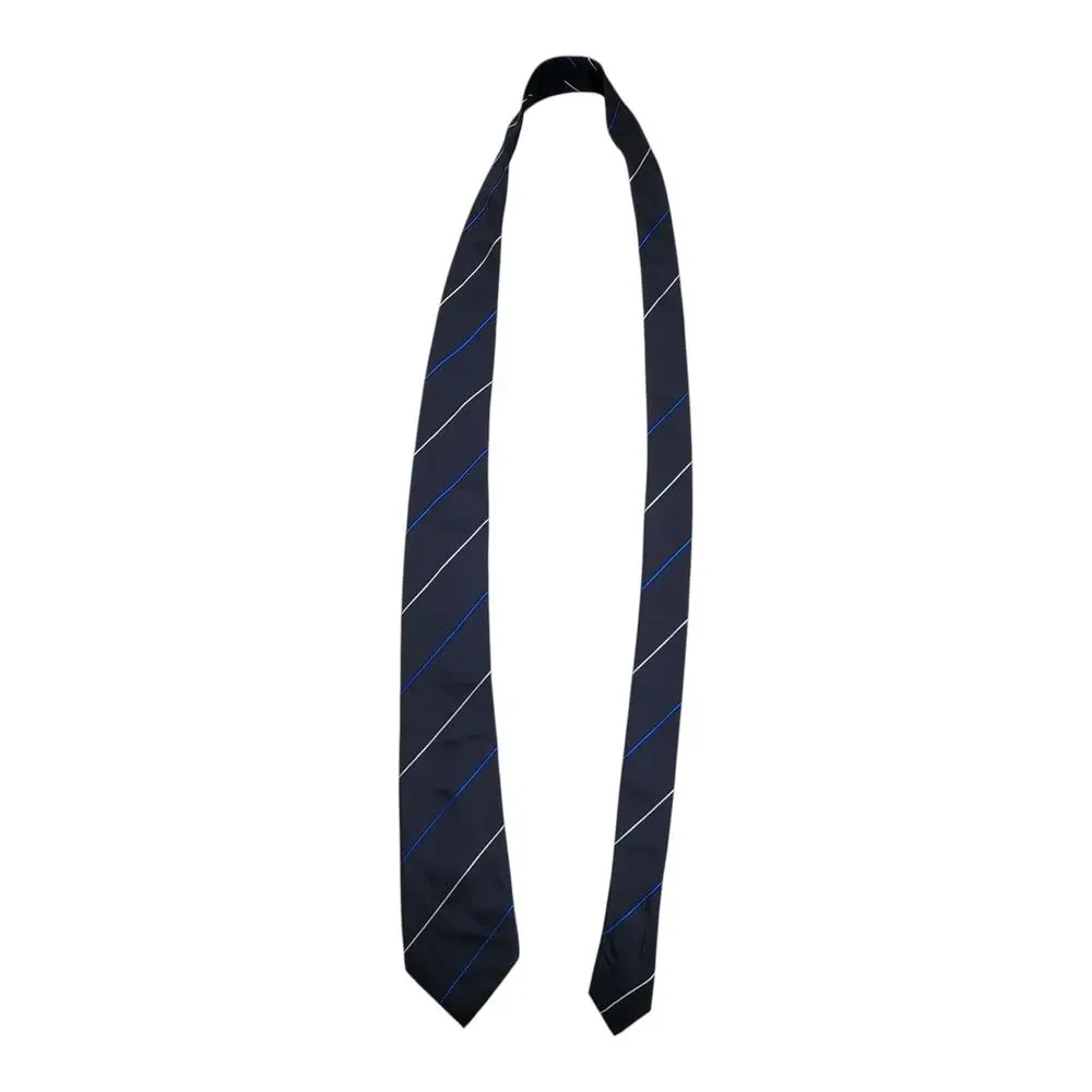BOSS Hugo Boss Silk Tie Navy Blue Diagonal Stripe Made in Italy Mens Classic